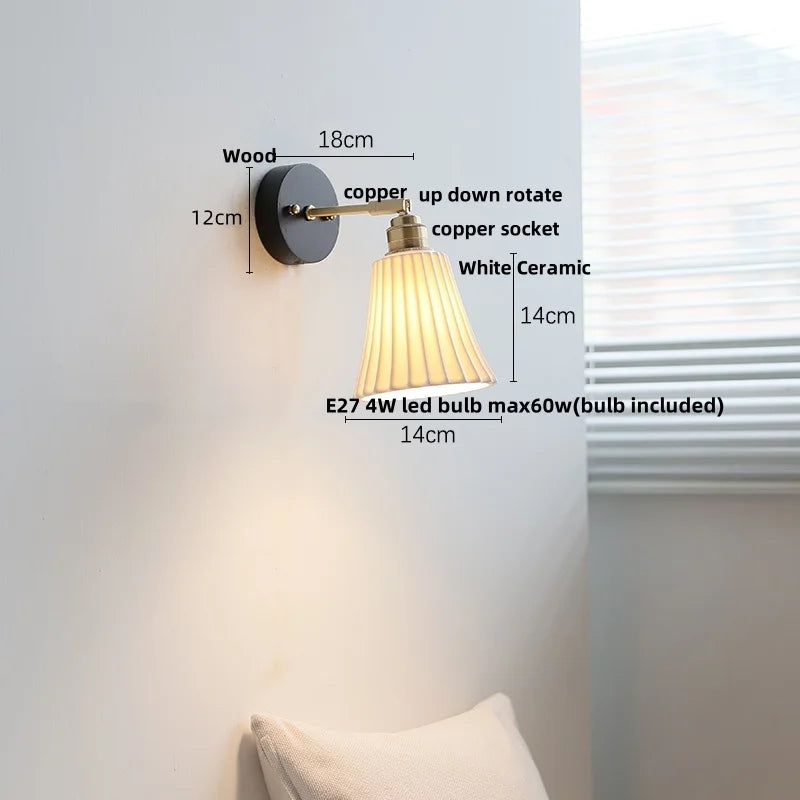 DecorBites™ LED Wall Light Fixture Modern Black Wood Copper Sconce