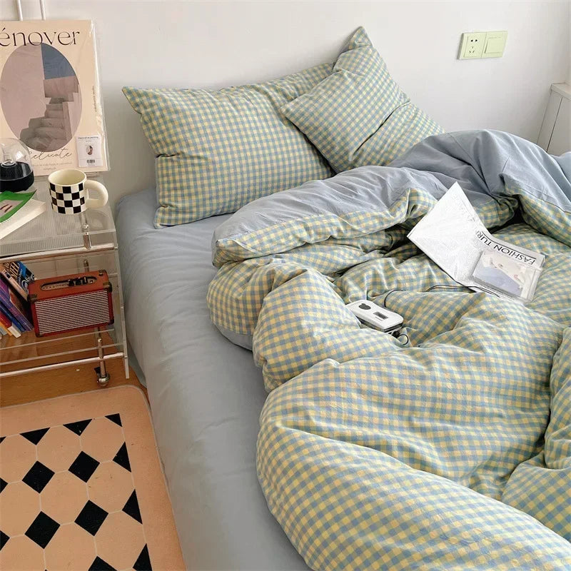 Decorbites™ Japanischer Stil Baumwollbedrucktes 4-teiliges Bettwäsche-Set mit beidseitigem Design
