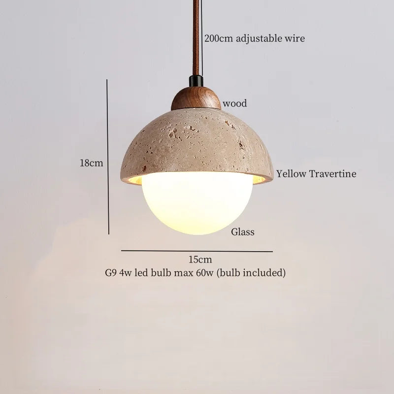Decorbites™ Glas-Stein-LED-Pendantleuchten - Gelber Travertin Vintage-Hängeleuchte
