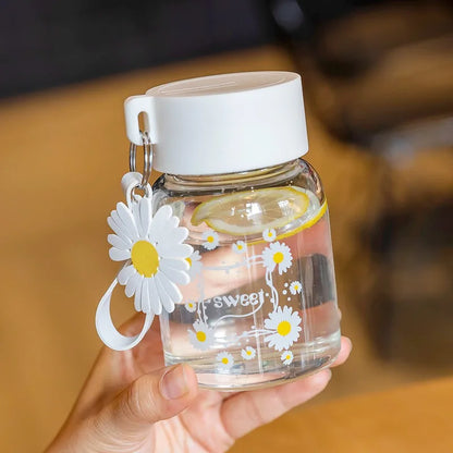 Decorbites™ Gartendaisy-Blüten-Glas-Wasserflasche Tragbarer Becher 350ML