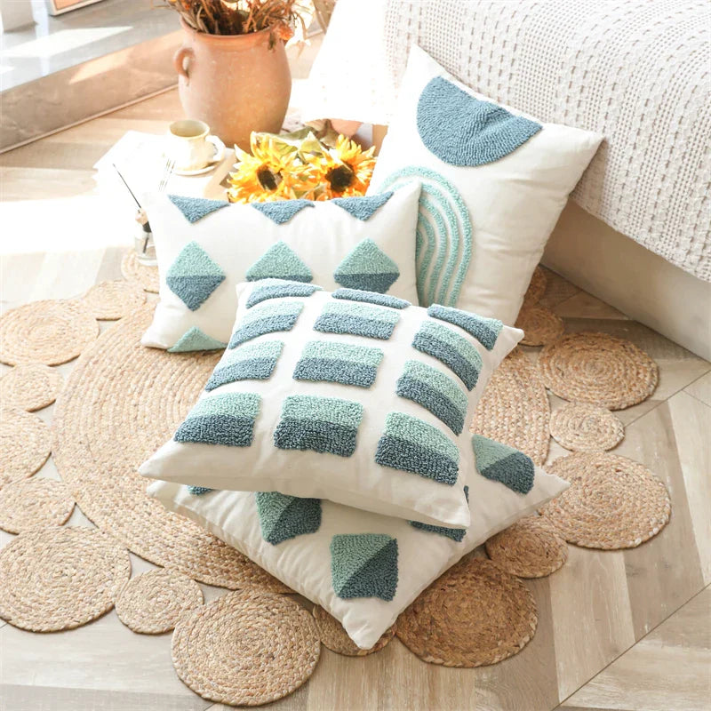 DecorBites™ Geometric Tufted Diamond Pillow Cover 45x45cm/30x50cm Square for Living Room