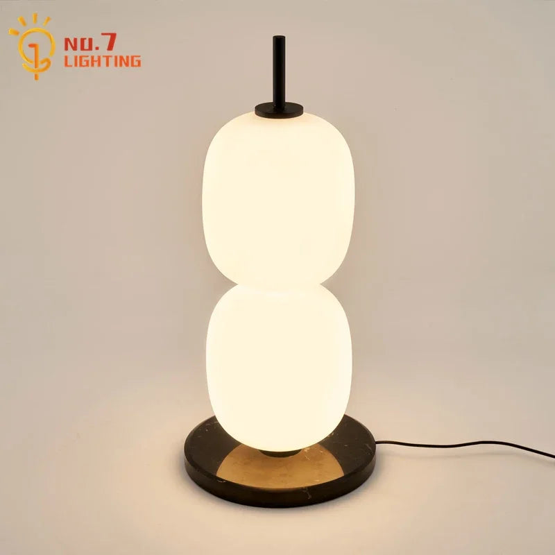DecorBites™ Glass Gourd Table Lamp Marble Base Modern LED Indoor Lighting