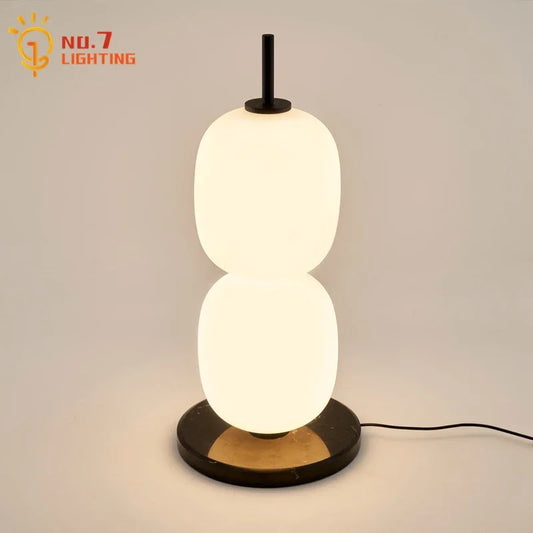 Decorbites™ Glas-Kürbis-Tischleuchte mit Marmorsockel Moderne LED-Innenbeleuchtung