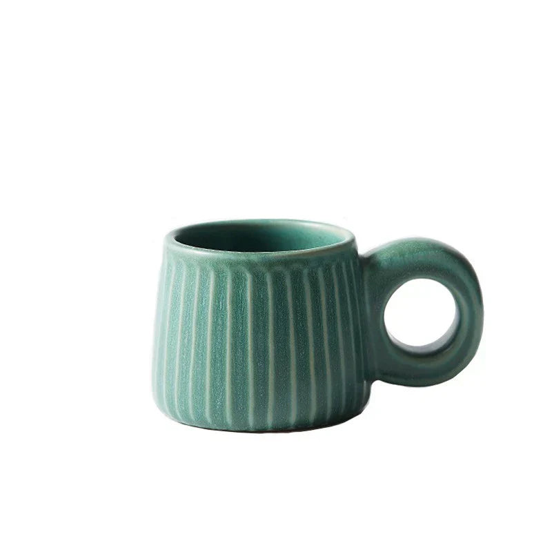 Decorbites™ Handgefertigte nordische Keramik-Tasse mit Ringgriff – Retro-Stil