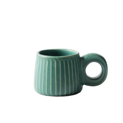 Decorbites™ Handgefertigte nordische Keramik-Tasse mit Ringgriff – Retro-Stil