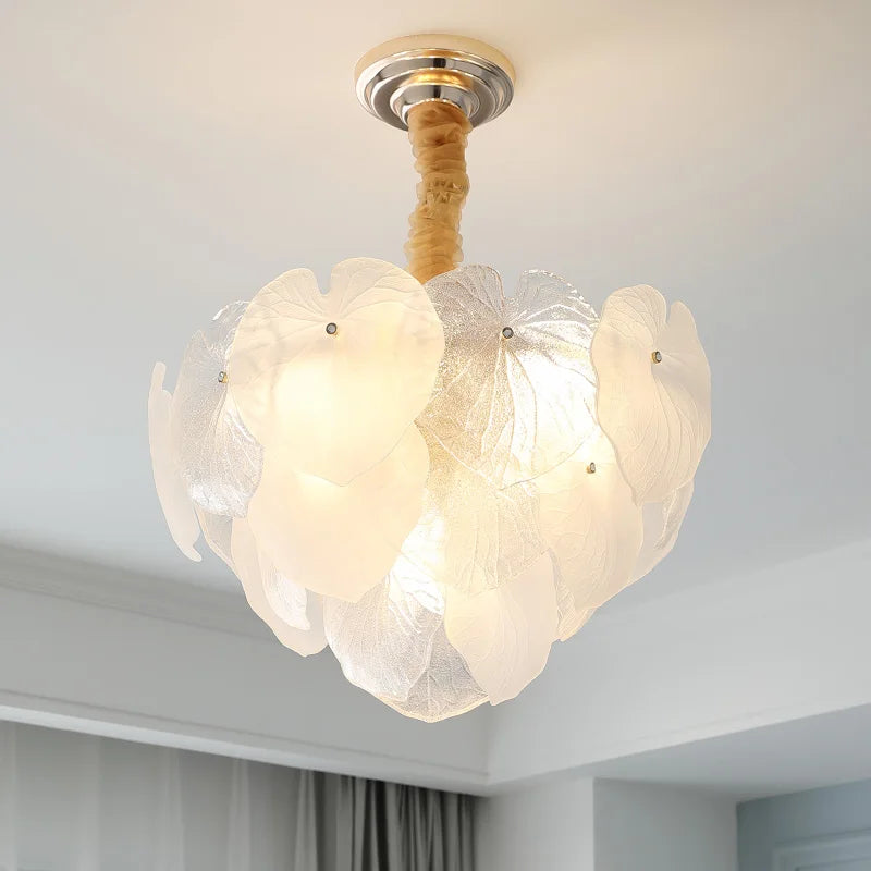 DecorBites™ French Cream Crystal Chandelier for Luxury Living Room, Net Red Feather Design