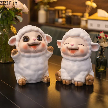 Decorbites™ Kleines Lamm Kinder-Sparbüchse Schweinchen-Sparschwein Ästhetisches Schreibtisch-Dekorationsobjekt Skulptur
