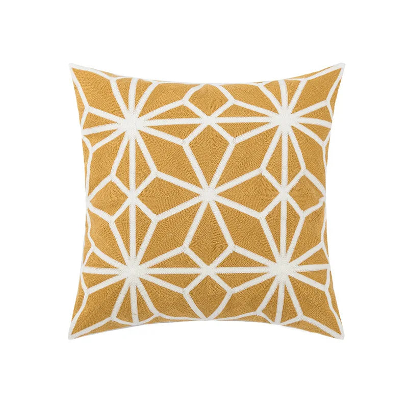Decorbites™ Daisy Gelb Blumen Geometrisches Kissenbezug - Weiches Gemütliches Stickerei für das Wohnzimmer