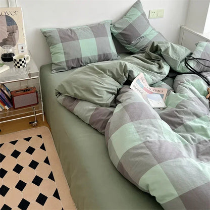 Decorbites™ Japanischer Stil Baumwollbedrucktes 4-teiliges Bettwäsche-Set mit beidseitigem Design