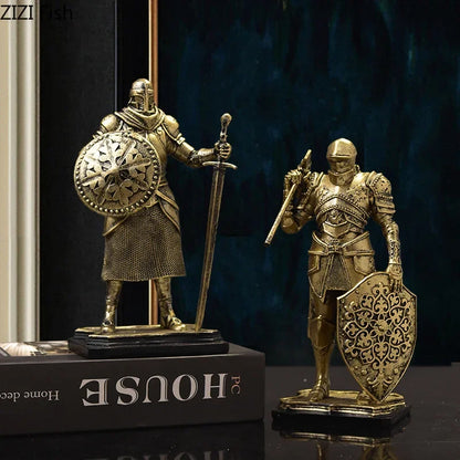 Decorbites™ Schwere gepanzerte Ritter-Harzstatue als Dekoration für Schreibtisch und Raumästhetik