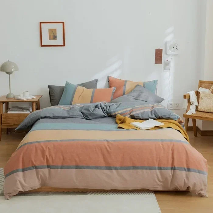 Decorbites™ Japanischer Stil Baumwollbedrucktes 4-teiliges Bettwäsche-Set mit beidseitigem Design