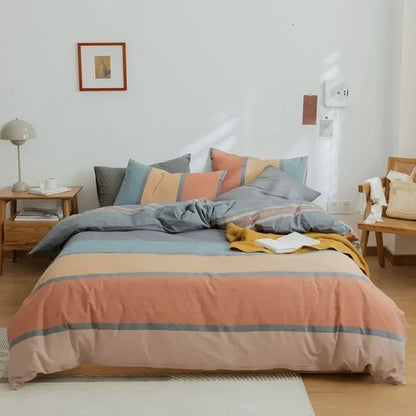 Decorbites™ Japanischer Stil Baumwollbedrucktes 4-teiliges Bettwäsche-Set mit beidseitigem Design