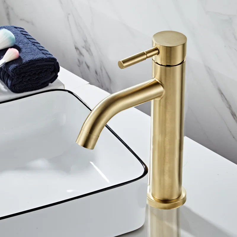 Decorbites™ Gold Beckenarmatur: Edelstahl-Einhebelmischer für Badezimmer und Küche