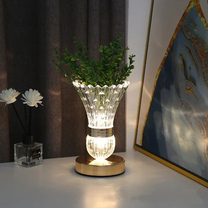 Decorbites™ Kristall-LED-Vasen-Tischleuchte mit Berührungsschalter, Dreifarbige Dimmbarkeit, Dekoration für Schlafzimmer und Wohnzimmer