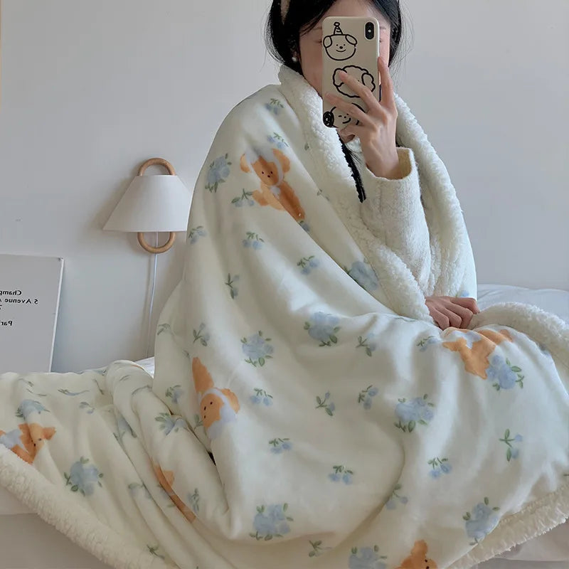 Decorbites™ Koreanisches Cartoon-Plüschdecke, weiche Nappensofabezug für Zuhause und Wohnheim