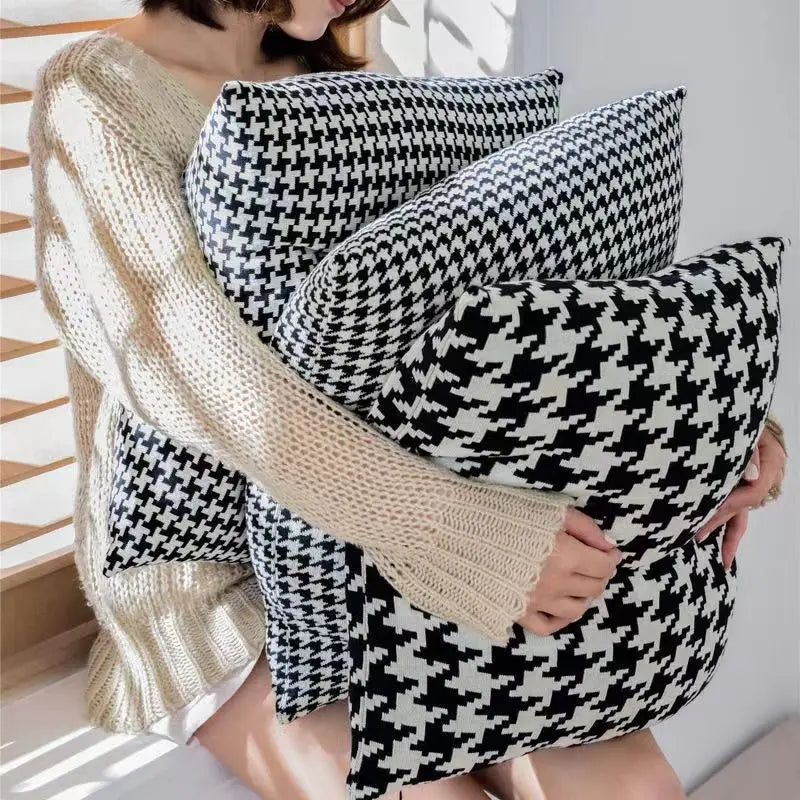 DecorBites™ Houndstooth Plaid Pillow Cover - Nordic Style for Home, Bedroom, Sofa deco