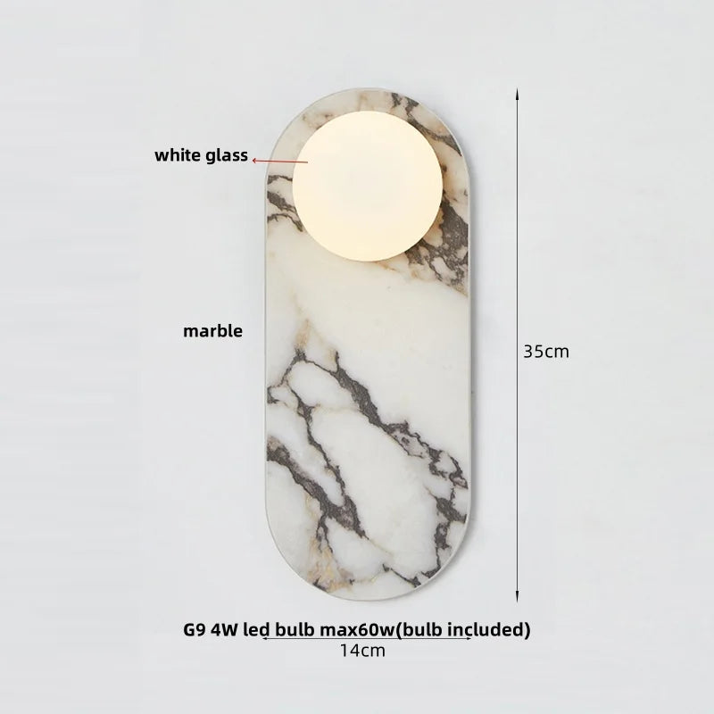 Decorbites™ Glasgloben-LED-Wandleuchte nordisch modern Stein Badezimmerspiegel-Licht