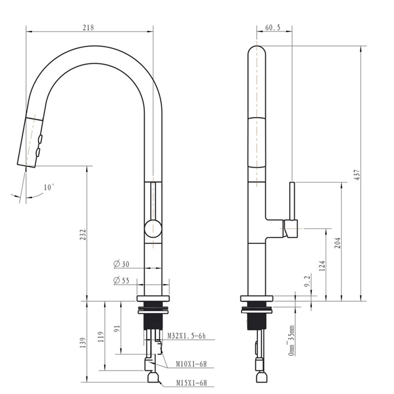 Faucet Pull Out Spout Black Kitchen Fixture