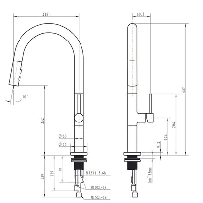 Faucet Pull Out Spout Black Kitchen Fixture
