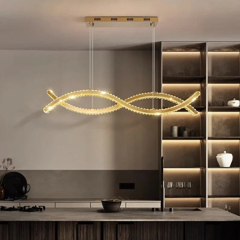 Decorbites™ Kristall-Streifen-Kronleuchter: Modernes minimalistisches Deckenlicht für künstlerische Innenraumbeleuchtung