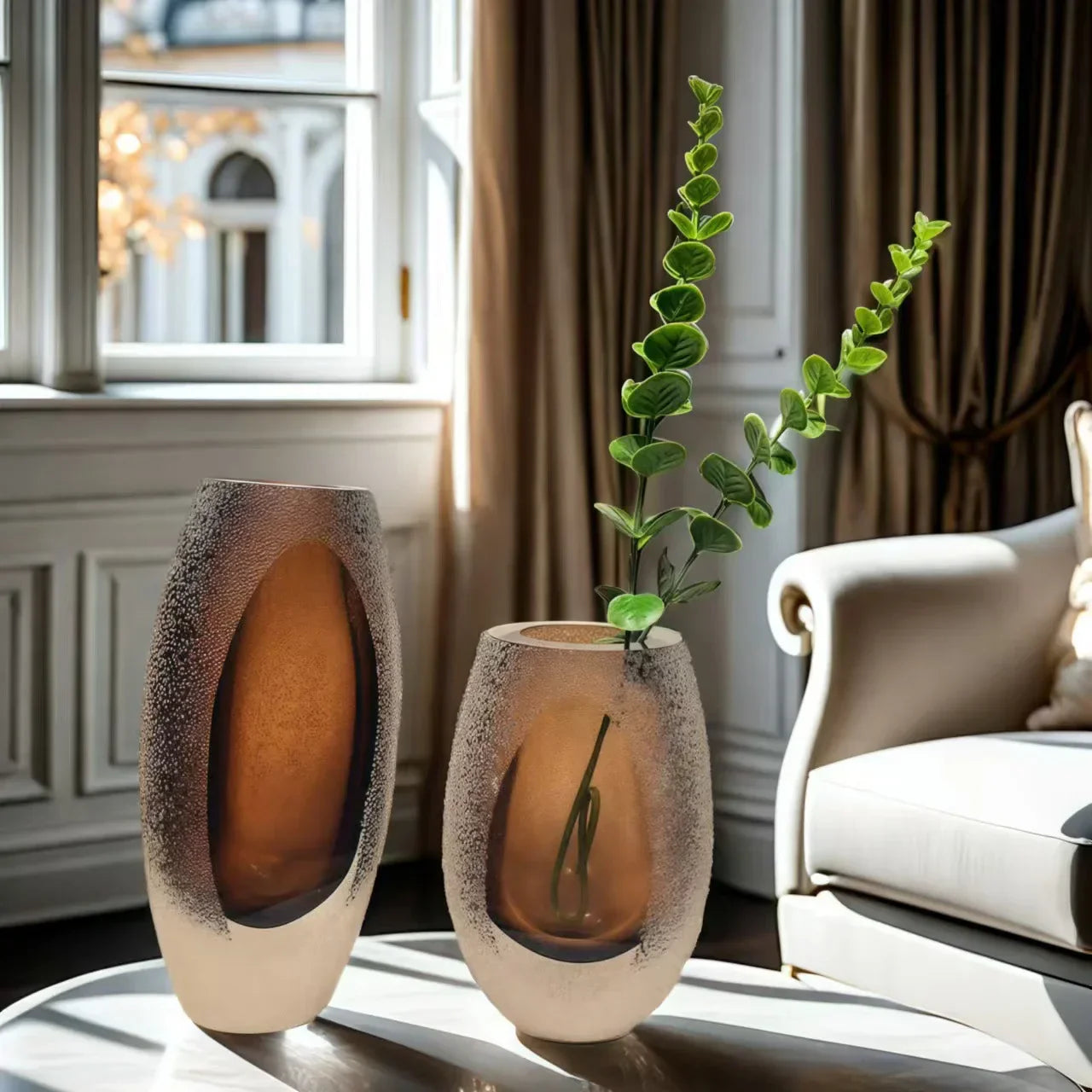 DecorBites™ Frosted Glass Vase for Home Decor and Floral Arrangements
