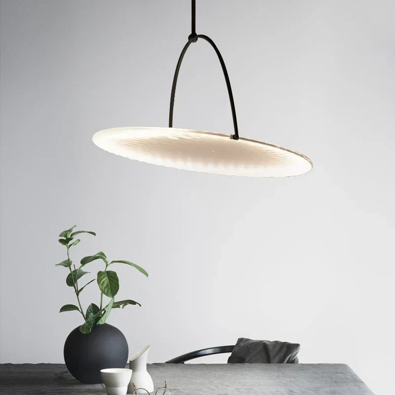 Ivory Fabric Drum Pendant