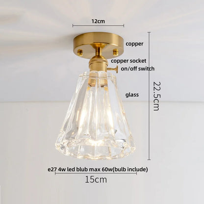 Decorbites™ Klar-Glas LED-Deckenleuchte Moderne Nordische Kupferknopf-Schalter Lampe