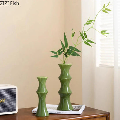 Decorbites™ Bambusförmige Keramikvase: Tischdekoration & Blumengesteck im Raum