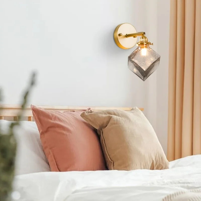 Decorbites™ Graue Glas LED Wandlampe Schlafzimmer Wohnzimmer Loft Modern Kupfer Wandlampe