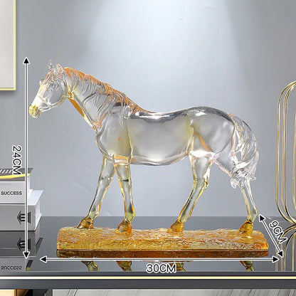 Decorbites™ Pferdeharz-Ornament: Simuliertes Tier-Skulptur, Transparent Farbiges Dekor, Heimfigur