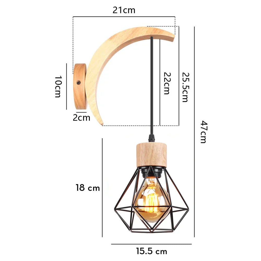 Decorbites™ Loft Amerikanisches Eisenholz Wandarmleuchte Vintage Käfigschutz Lampenschirm Armatur