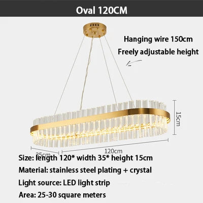 Gold Crystal Modern Chandelier Oval120cm