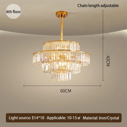 Decorbites™ Goldener Kristall-Leuchter-Hängelampe für luxuriöses Wohnzimmer, Esszimmer, Schlafzimmer