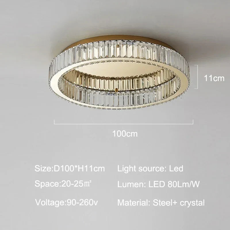 Decorbites™ Gold Kristall Deckenleuchte Ring LED – Moderne Luxus Innenraumbeleuchtung für Zuhause