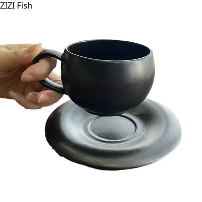 Decorbites™ Frostiertes 250ml Keramik-Tasse- und Untertassenservice für Kaffee, Tee, Saft