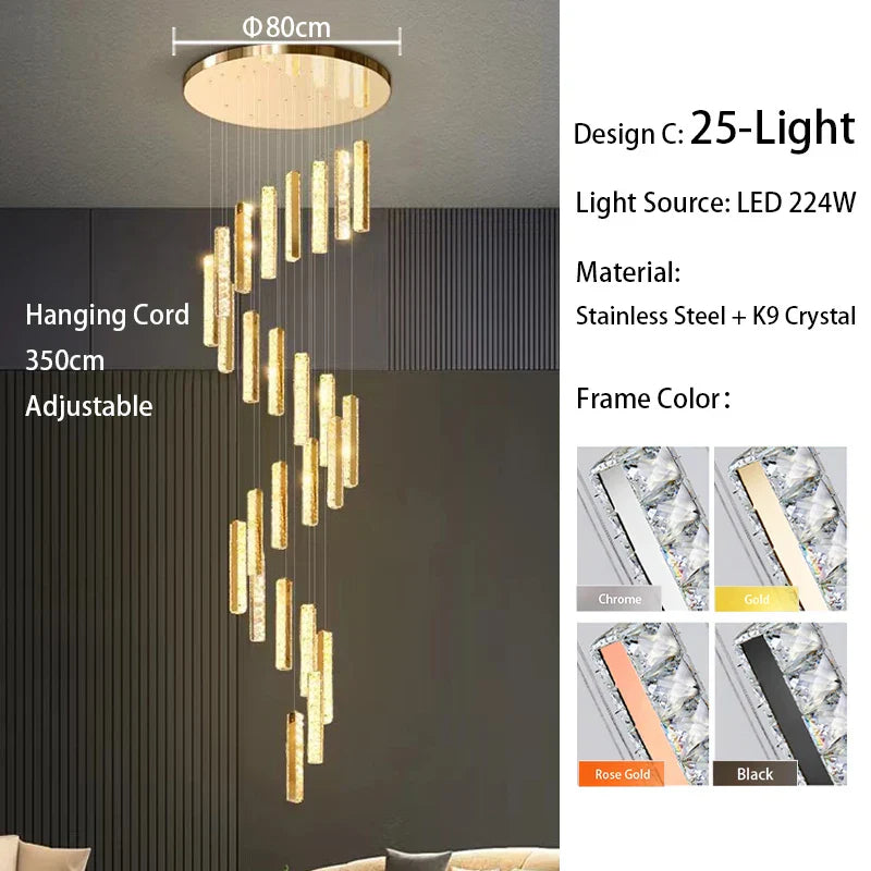 Decorbites™ Große Kristall-Luxus-Lüster für Wohnzimmer Esszimmer Halle Treppenaufsatz