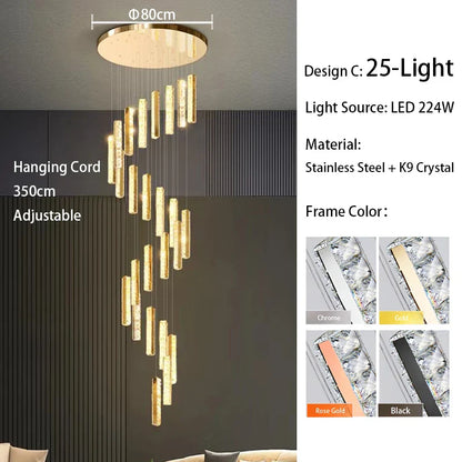 Decorbites™ Große Kristall-Luxus-Lüster für Wohnzimmer Esszimmer Halle Treppenaufsatz