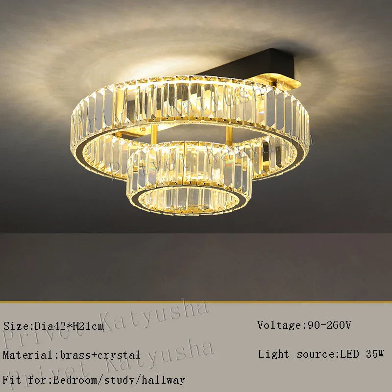 Gold Crystal Copper Ceiling Lamp