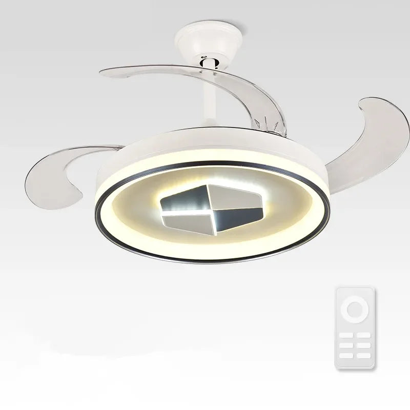 Decorbites™ Unsichtbarer LED-Kronleuchter-Deckenventilator: Modernes Harz-Dekor, kreisförmiges Design, Hotel-Wohnzimmer