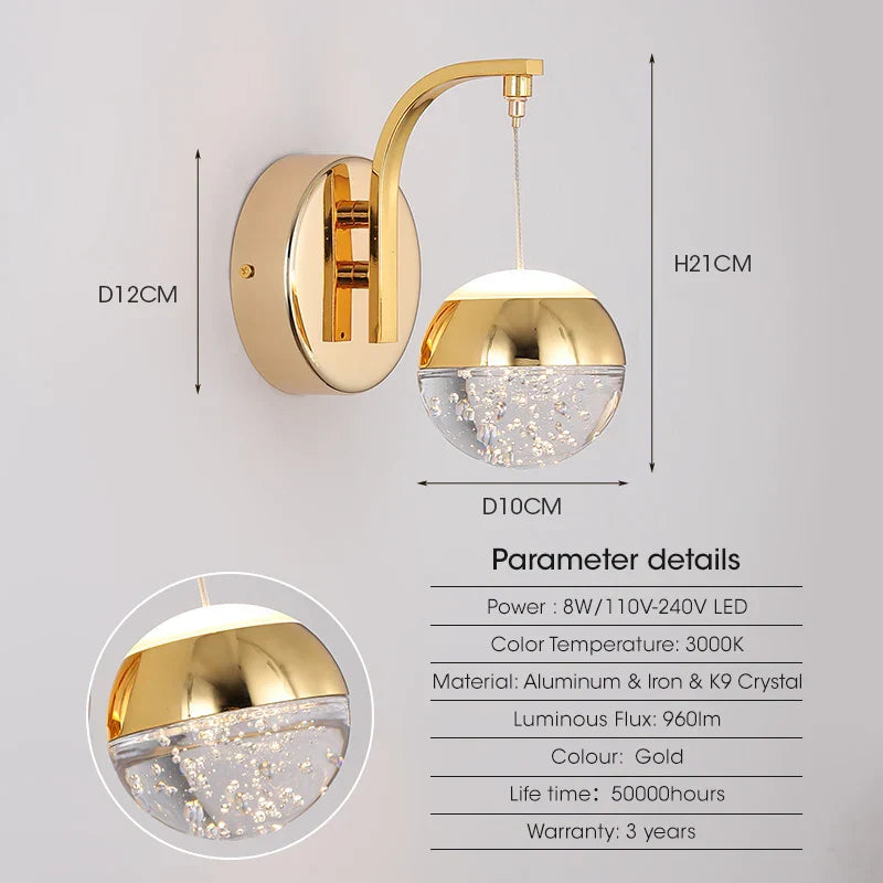 Gold Crystal Bubble Wall Sconce