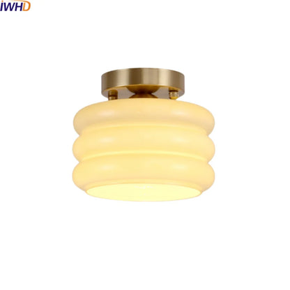 Decorbites™ Cremiges Glas-Eisen-LED-Deckenleuchte – Moderne Innenbeleuchtung