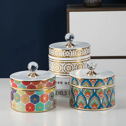 DecorBites™ Crystal Ball Ceramic Jewelry Box: Decorative Storage Jar for Home Organization