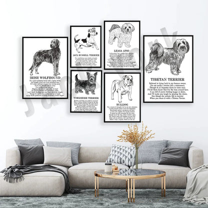 Decorbites™ Gemütliche Hunde-Kollektion: Hundepoesie-Poster mit Lhasa, Schäferhund, Terrier, Bulldogge, Tibetischer, Yorkie