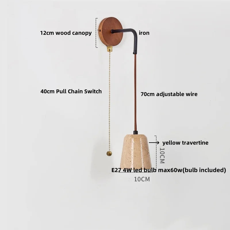 Decorbites™ LED Gelbe Travertin-Stein-Wandlampe – Nordisch Moderne Treppenbeleuchtung