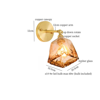 Decorbites™ Japanische Bernstein-Glas-LED-Wandleuchte Kupfer Vintage-Design
