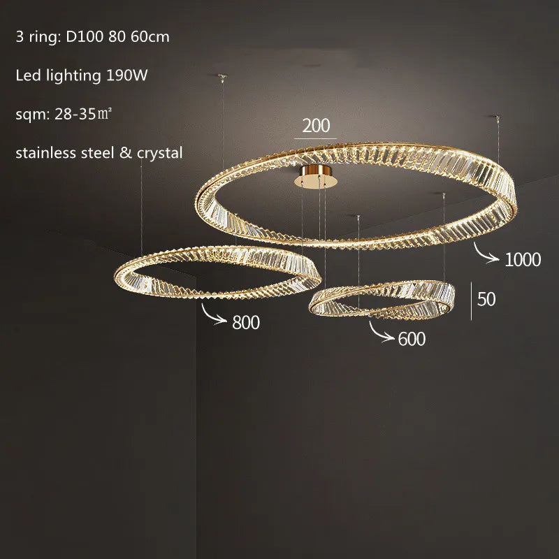 DecorBites™ Irregular Gold Steel LED Pendant Light with Dimmable K9 Crystals