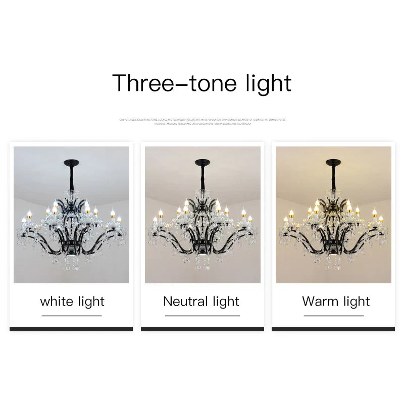 DecorBites™ Crystal Candle Chandelier Lighting: Farmhouse Dining Kitchen Pendant Lamp