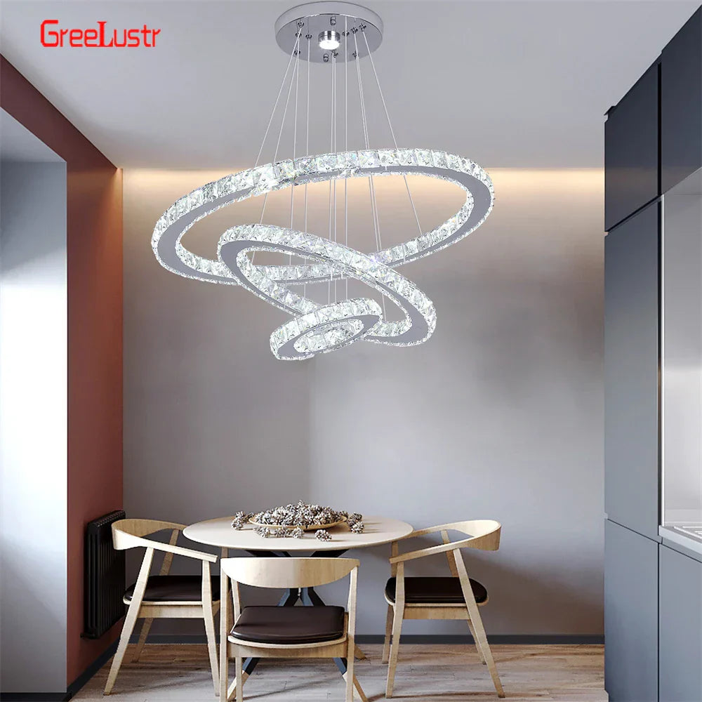 Decorbites™ Kristall-Chrom-LED-Hängeleuchter-Ringe für Wohnzimmer und Schlafzimmer