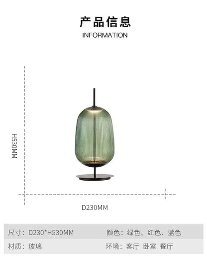 DecorBites™ Green Red Glass Table Lamp LED Lighting for Bedroom and Living Room