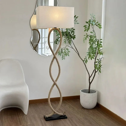 DecorBites™ Hemp Rope Fabric Shade LED Floor Lamp for Home Decor